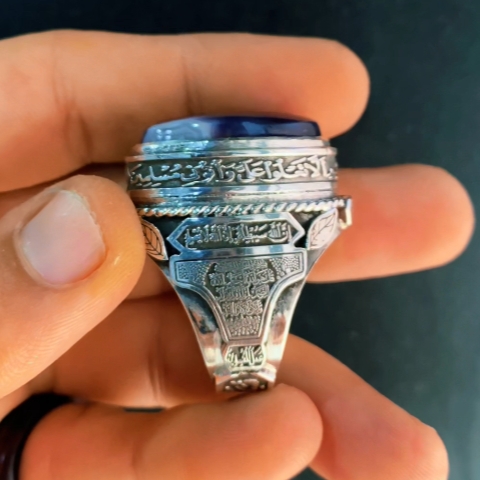 خاتم مصنوع يدويًا من الفضة الإسترلينية عيار 925 على شكل تمثال مسجد فيروزي