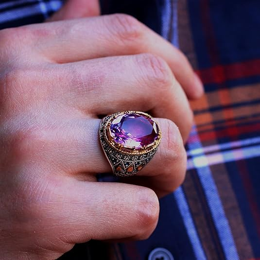 خاتم رجالي من الفضة الإسترلينية عيار 925 مرصع بأحجار كريمة، مصنوع يدويًا بأحجار كريمة طبيعية خاتم رجالي من الفضة الإسترلينية عيار 925 مرصع بأحجار كريمة، مصنوع يدويًا بأحجار كريمة طبيعية