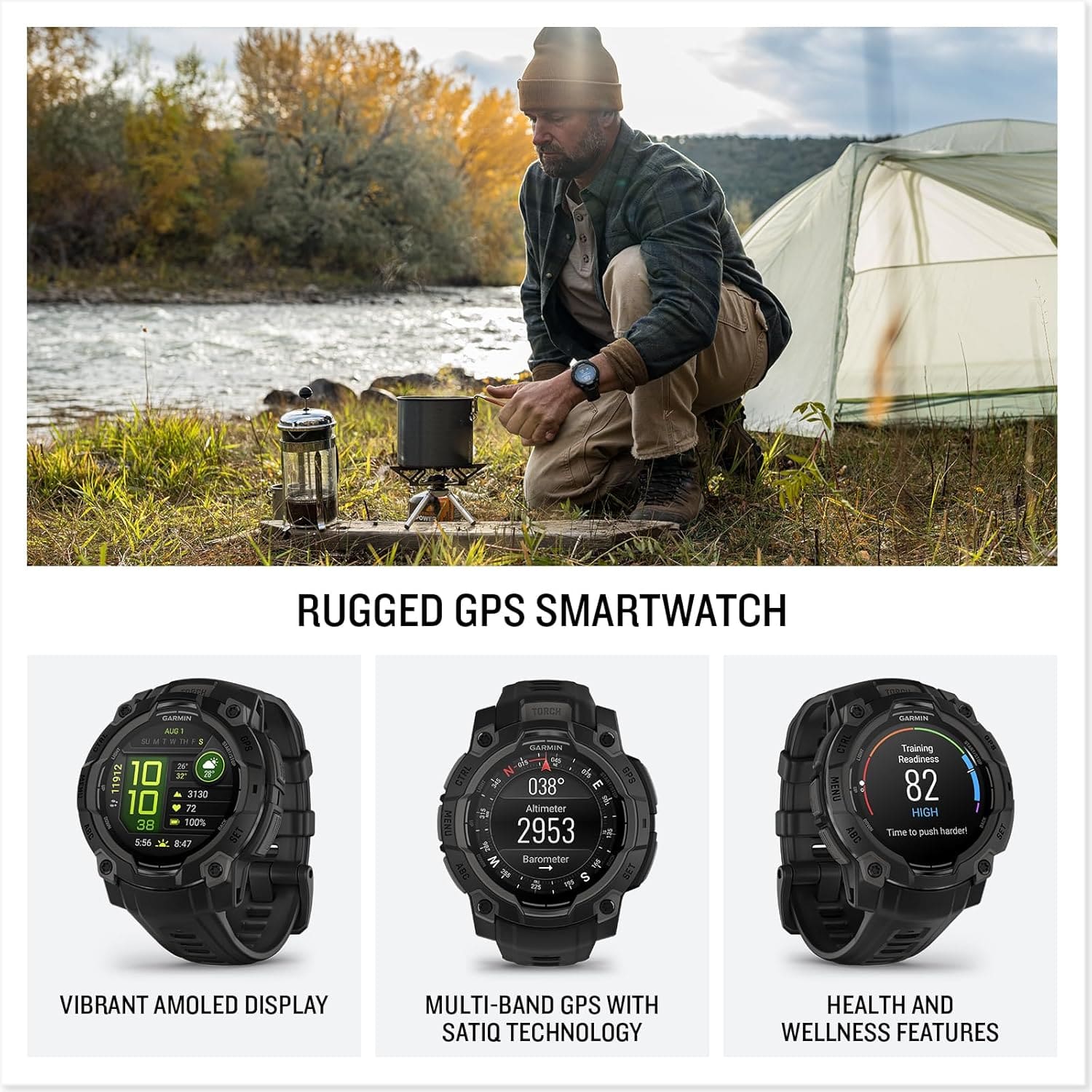 Garmin Instinct® 3 AMOLED, Rugged GPS Smartwatch Garmin Instinct® 3 AMOLED, Rugged GPS Smartwatch