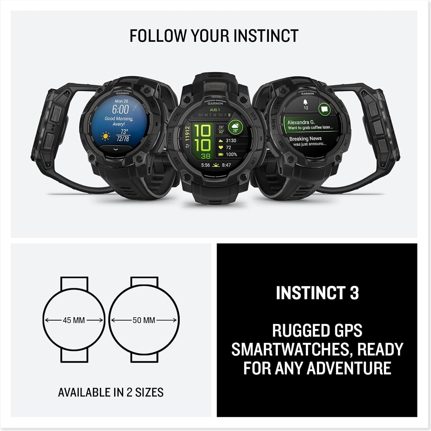 Garmin Instinct® 3 AMOLED, Rugged GPS Smartwatch Garmin Instinct® 3 AMOLED, Rugged GPS Smartwatch