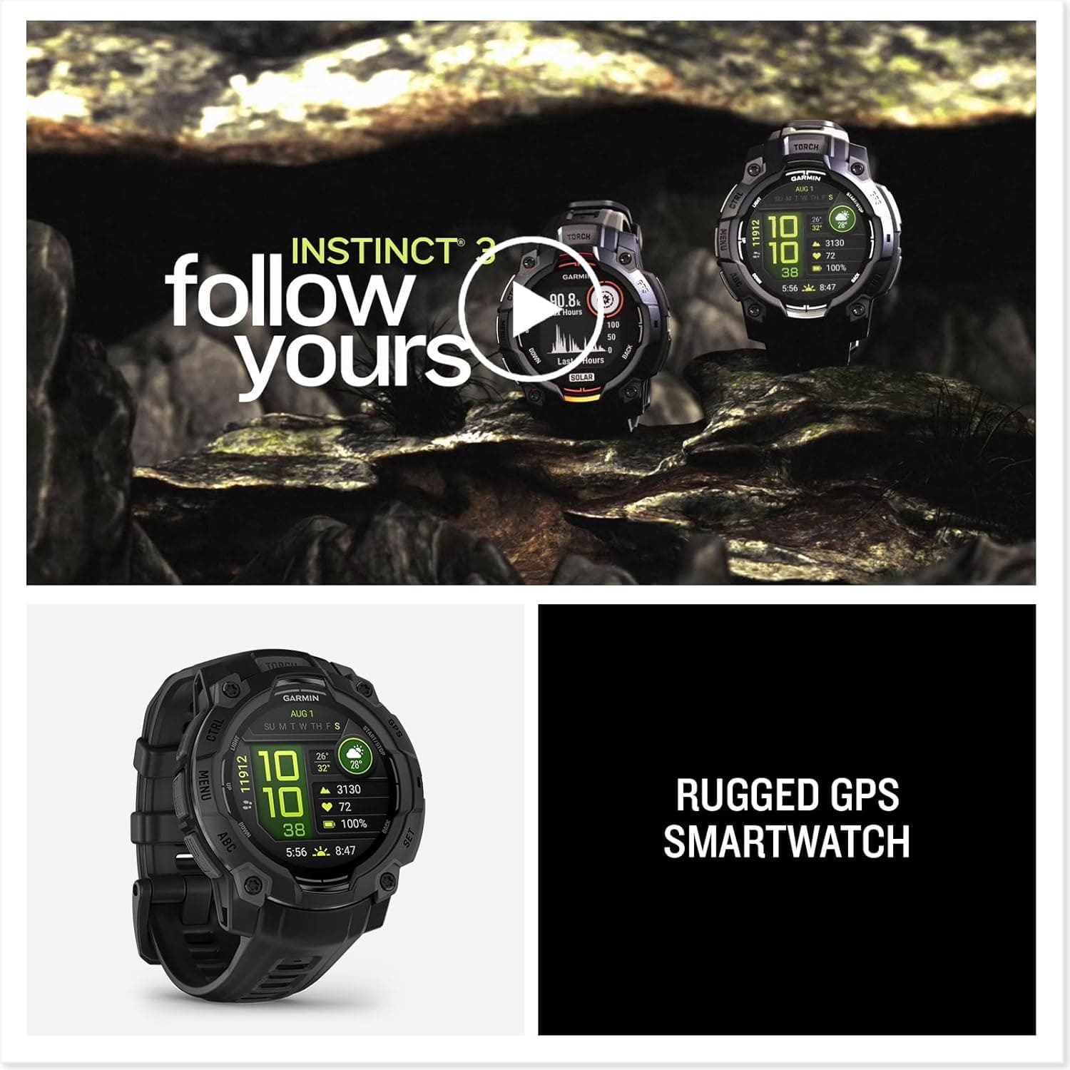 Garmin Instinct® 3 AMOLED, Rugged GPS Smartwatch Garmin Instinct® 3 AMOLED, Rugged GPS Smartwatch